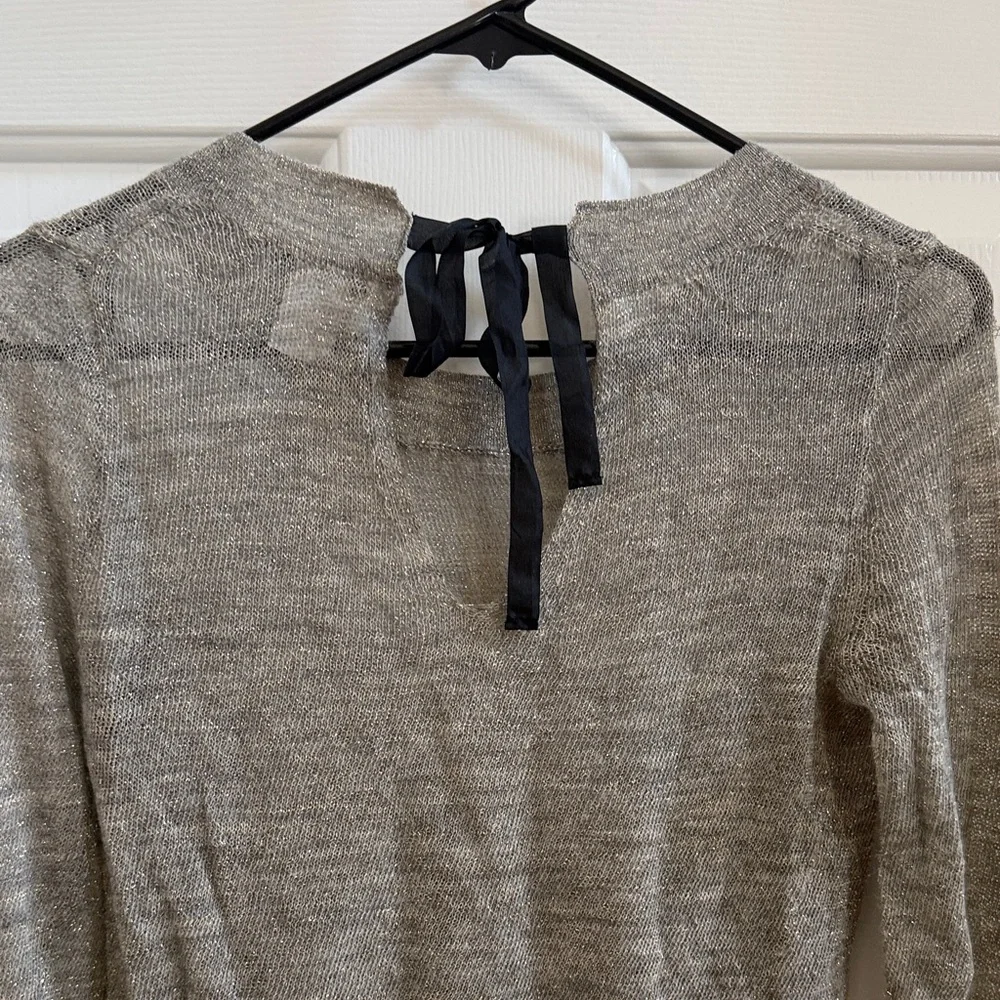 J. Crew Gray & Gold Metallic Sweater